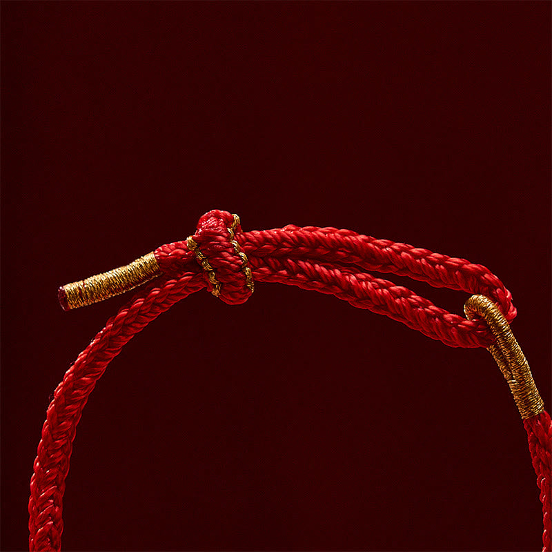 Buddha Stones Pulsera de la suerte tejida a mano con hilo rojo, flor de durazno y girasol - image 19