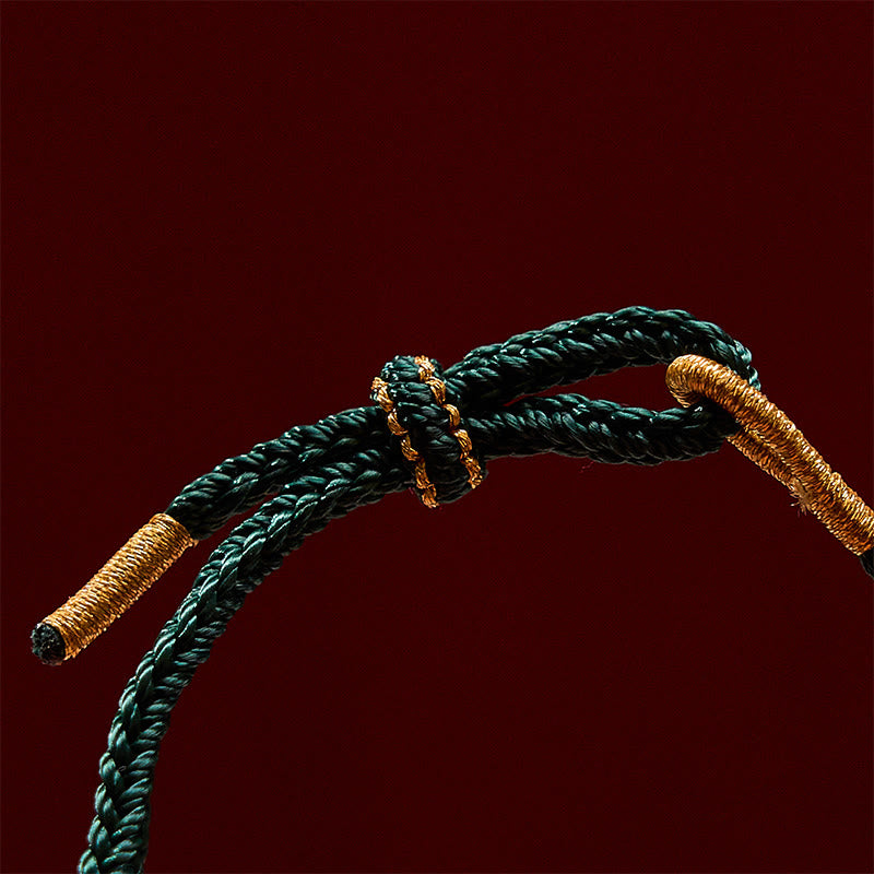 Buddha Stones Pulsera de la suerte tejida a mano con hilo rojo, flor de durazno y girasol - image 9