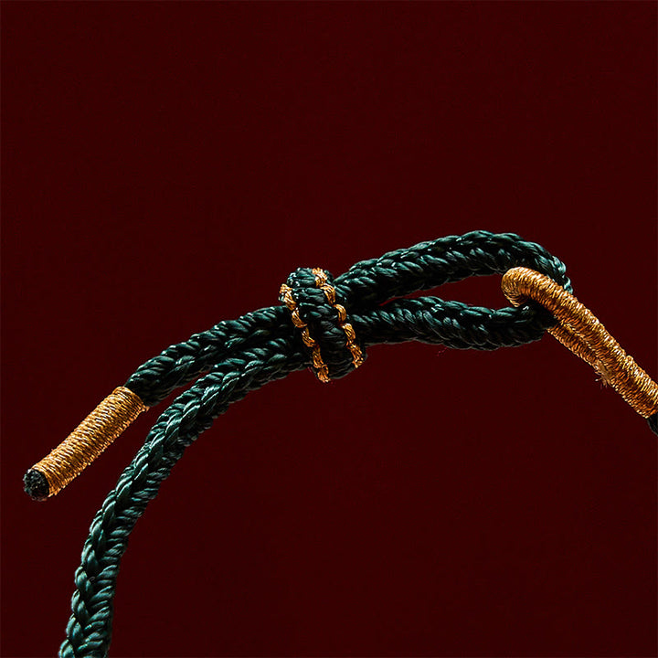 Buddha Stones Pulsera de la suerte tejida a mano con hilo rojo, flor de durazno y girasol - image 9