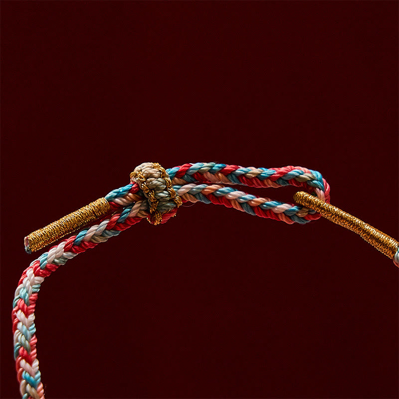 Buddha Stones Pulsera de cuerda tejida a mano con diseño de flor de durazno y pez koi para el éxito - image 13