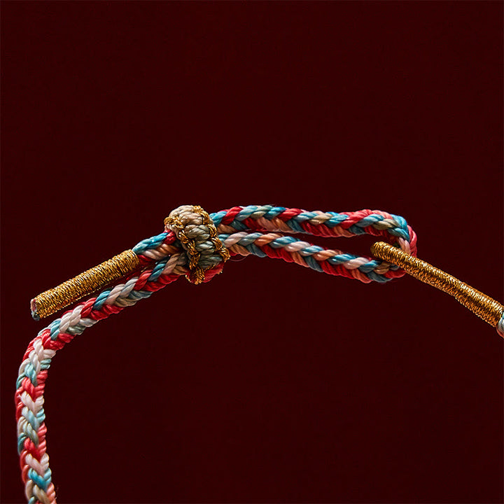 Buddha Stones Pulsera de cuerda tejida a mano con diseño de flor de durazno y pez koi para el éxito - image 13
