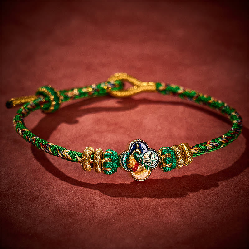 Buddha Stones Pulsera de cuerda tejida a mano con diseño de pez koi y el símbolo del éxito. - image 13
