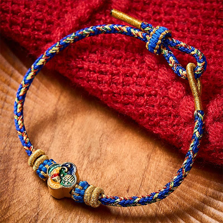 Buddha Stones Pulsera de cuerda tejida a mano con diseño de pez koi y el símbolo del éxito. - Azul (Circunferencia de la muñeca: 5,51-7,48 pulgadas / 14-19 cm) - image 16