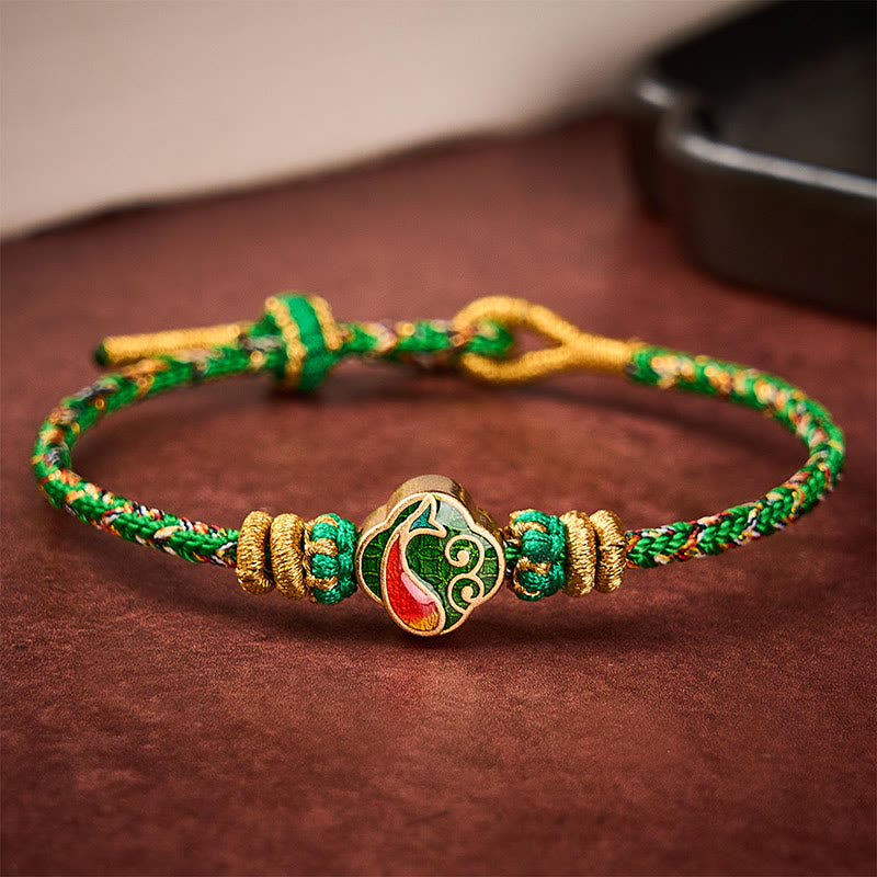 Buddha Stones Pulsera de cuerda tejida a mano con diseño de pez koi para el éxito - image 3