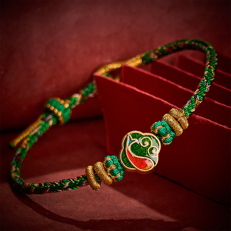 Buddha Stones Pulsera de cuerda tejida a mano con diseño de pez koi para el éxito - image 2