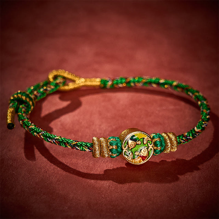 Buddha Stones Pulsera de cuerda de protección con doble pez koi tejida a mano - image 11