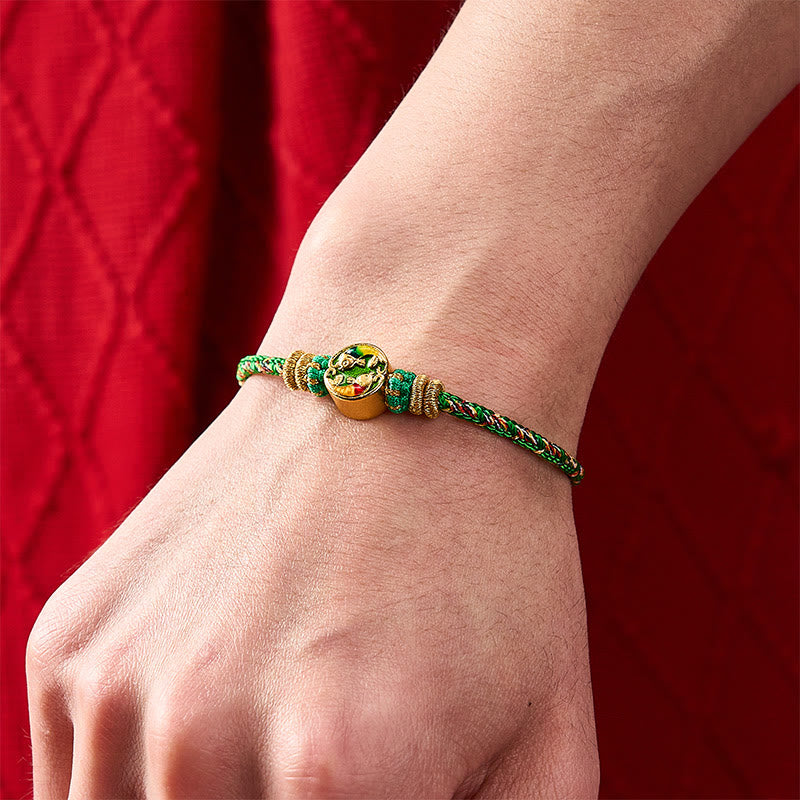 Buddha Stones Pulsera de cuerda de protección con doble pez koi tejida a mano - image 10