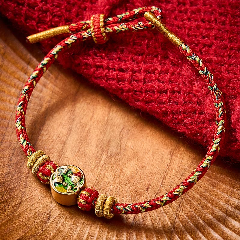 Buddha Stones Pulsera de cuerda de protección con doble pez koi tejida a mano - Rojo (Circunferencia de la muñeca: 5,51-7,48 pulgadas / 14-19 cm) - image 13