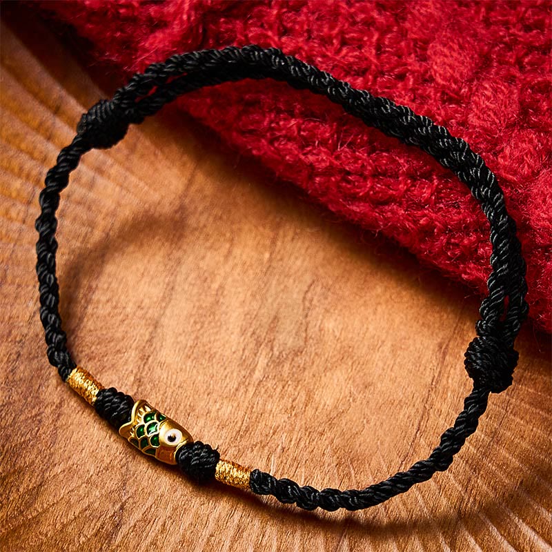 Buddha Stones Pulsera de cuerda tejida a mano con diseño de pez koi para el éxito - image 10