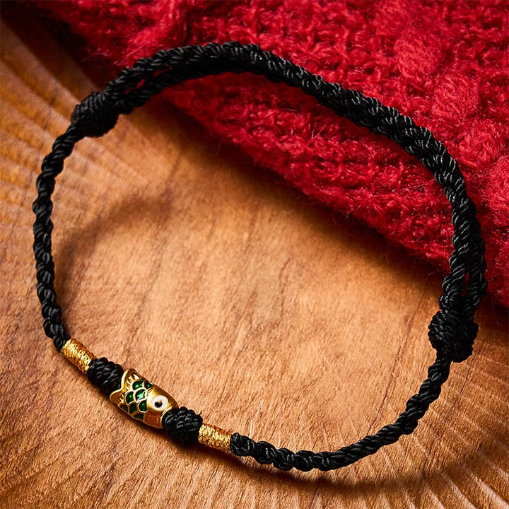 Buddha Stones Pulsera de cuerda tejida a mano con diseño de pez koi para el éxito - image 10