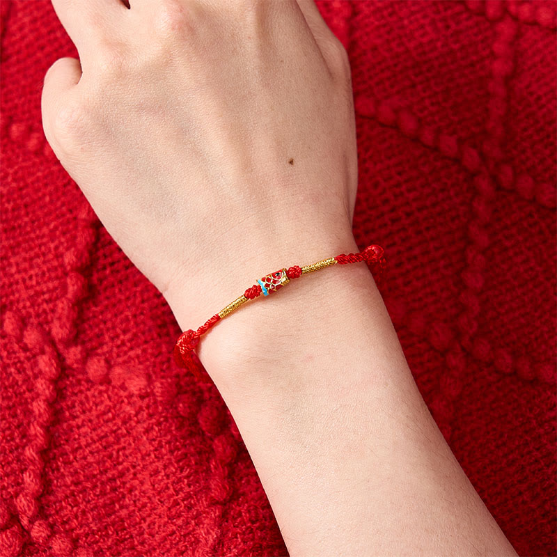 Buddha Stones Pulsera ajustable de cobre con dije de pez koi de la suerte, tejida a mano en hilo rojo. - image 4