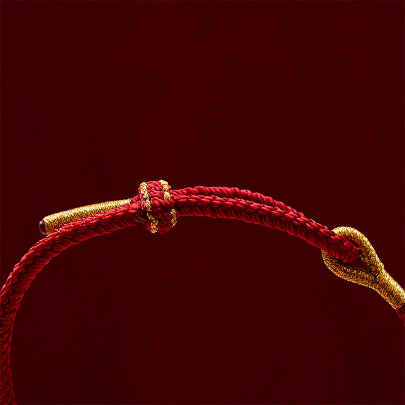 Buddha Stones Pulsera de la suerte con girasol y cordón rojo tejida a mano - image 10