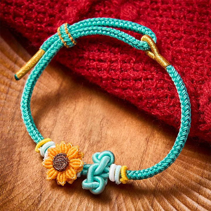Buddha Stones Pulsera de la suerte con girasol y cordón rojo tejida a mano - Verde (Circunferencia de la muñeca: 5,51-7,48 pulgadas / 14-19 cm) - image 11