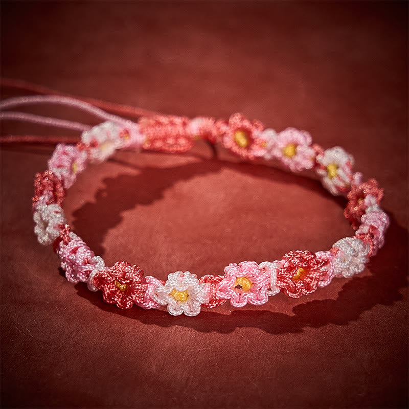 Buddha Stones Pulsera de hilo tejida a mano con degradado de margaritas en tonos pastel - Rosa (Circunferencia de la muñeca: 5,51-6,69 pulgadas / 14-17 cm) - image 9