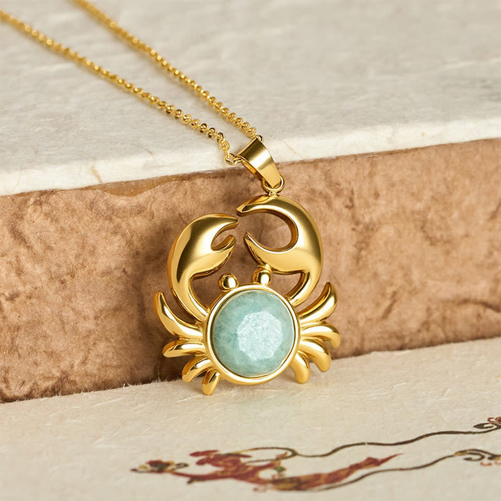 Buddha Stones Collar con colgante de cangrejo y amatista chapado en oro para la paz interior - image 15