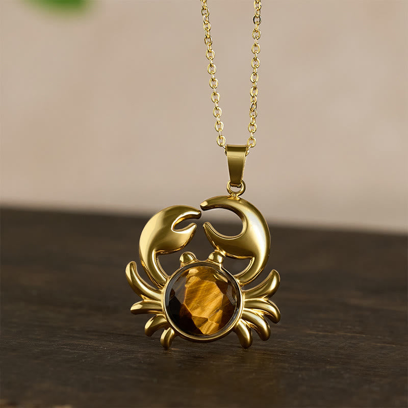 Buddha Stones Collar con colgante de cangrejo y amatista chapado en oro para la paz interior - image 10