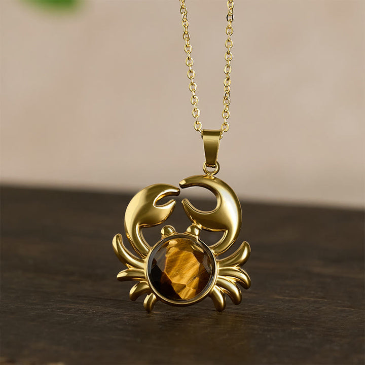 Buddha Stones Collar con colgante de cangrejo y amatista chapado en oro para la paz interior - image 10