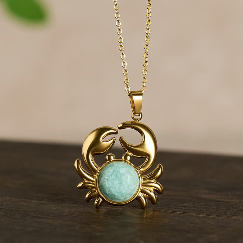 Buddha Stones Collar con colgante de cangrejo y amatista chapado en oro para la paz interior - image 16