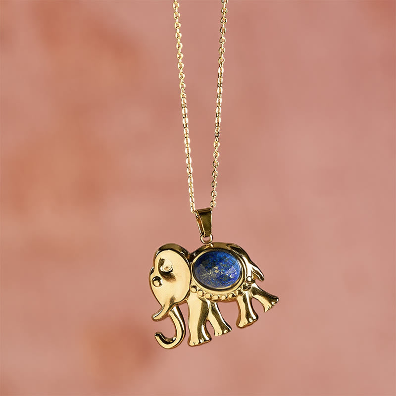 Buddha Stones Collar protector de elefante con ojo de tigre chapado en oro - image 10