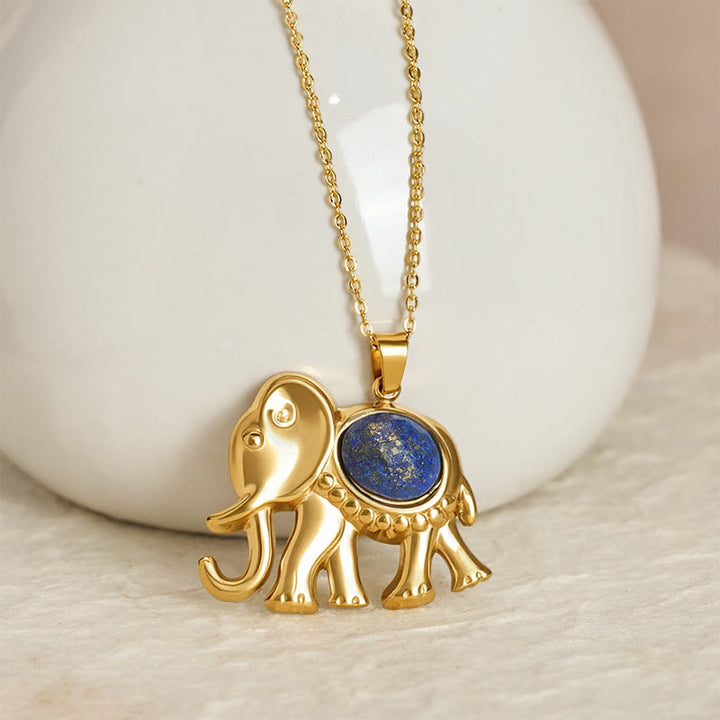 Buddha Stones Collar protector de elefante con ojo de tigre chapado en oro - image 8