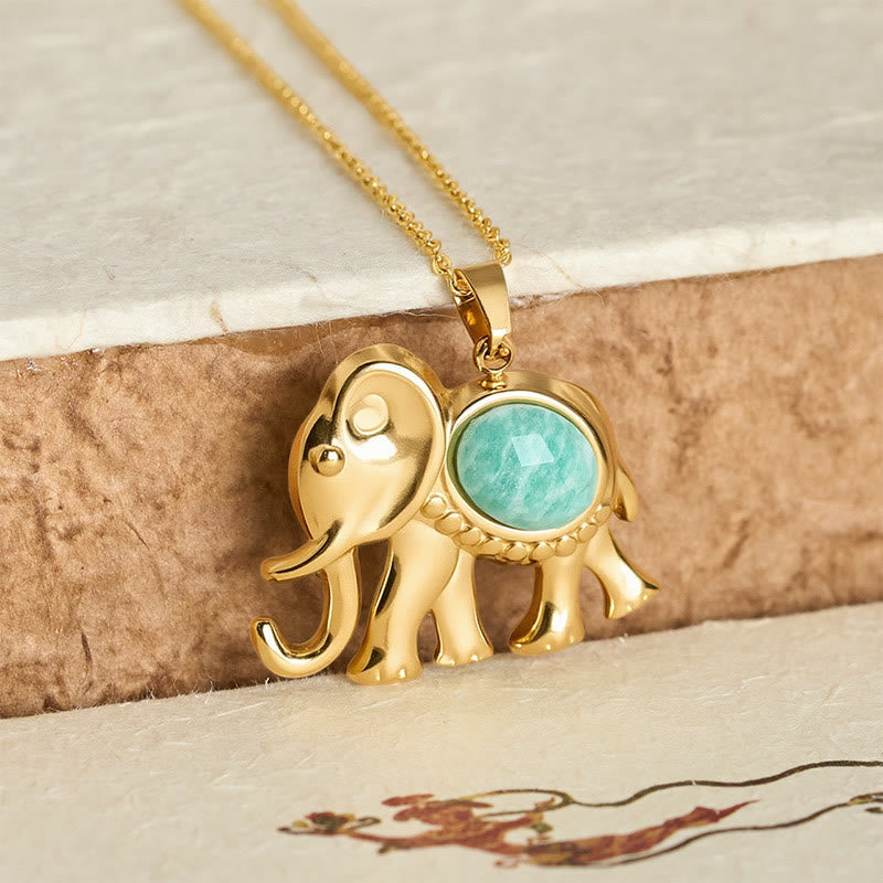 Buddha Stones Collar protector de elefante con ojo de tigre chapado en oro - image 15