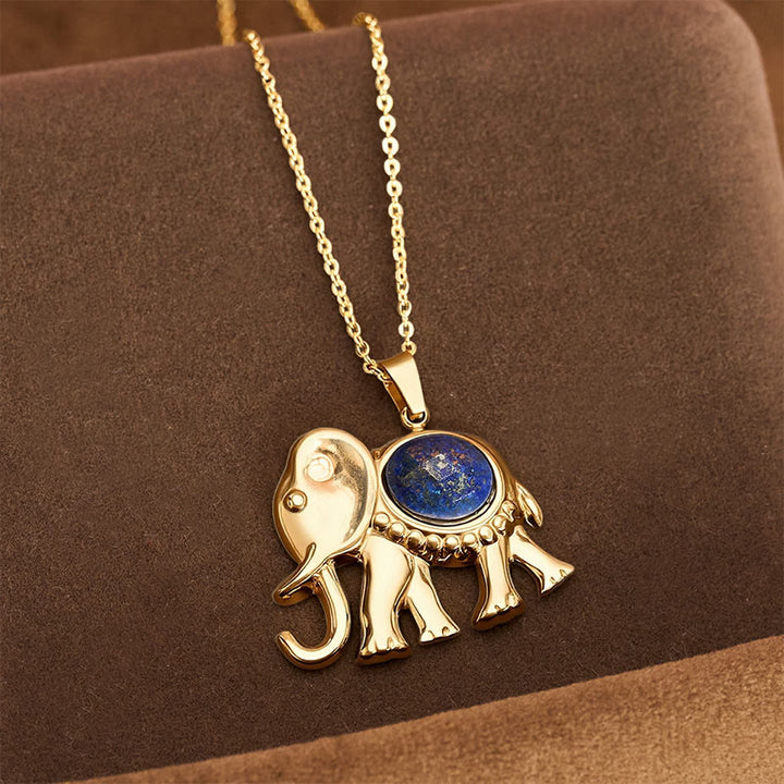 Buddha Stones Collar protector de elefante con ojo de tigre chapado en oro - Lapislázuli (Sabiduría ♥ Verdad) - image 7