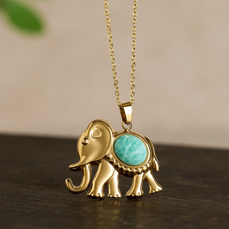 Buddha Stones Collar protector de elefante con ojo de tigre chapado en oro - image 17