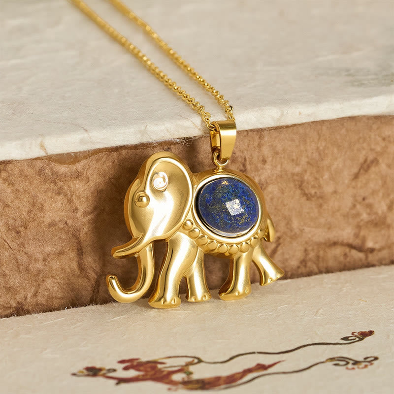 Buddha Stones Collar protector de elefante con ojo de tigre chapado en oro - image 9