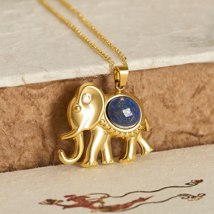 Buddha Stones Collar protector de elefante con ojo de tigre chapado en oro - image 9