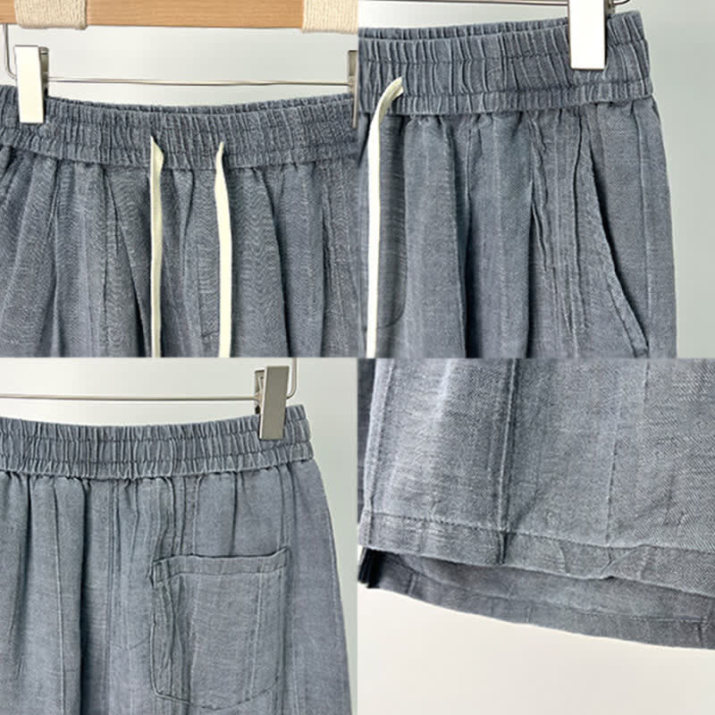 Buddha Stones Pantalones cortos casuales de verano para hombre con cordón ajustable, cintura elástica y bolsillos. - image 4