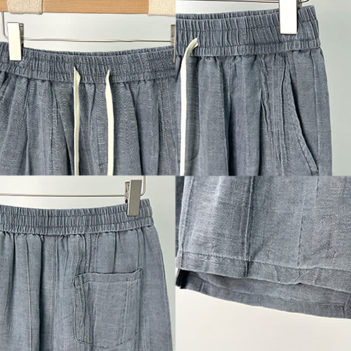 Buddha Stones Pantalones cortos casuales de verano para hombre con cordón ajustable, cintura elástica y bolsillos. - image 4