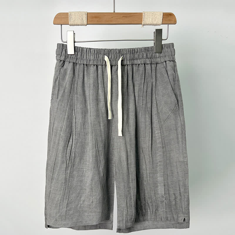 Buddha Stones Pantalones cortos casuales de verano para hombre con cordón ajustable, cintura elástica y bolsillos. - Gris claro - US/UK/AU44, EU54 (4XL) - image 2