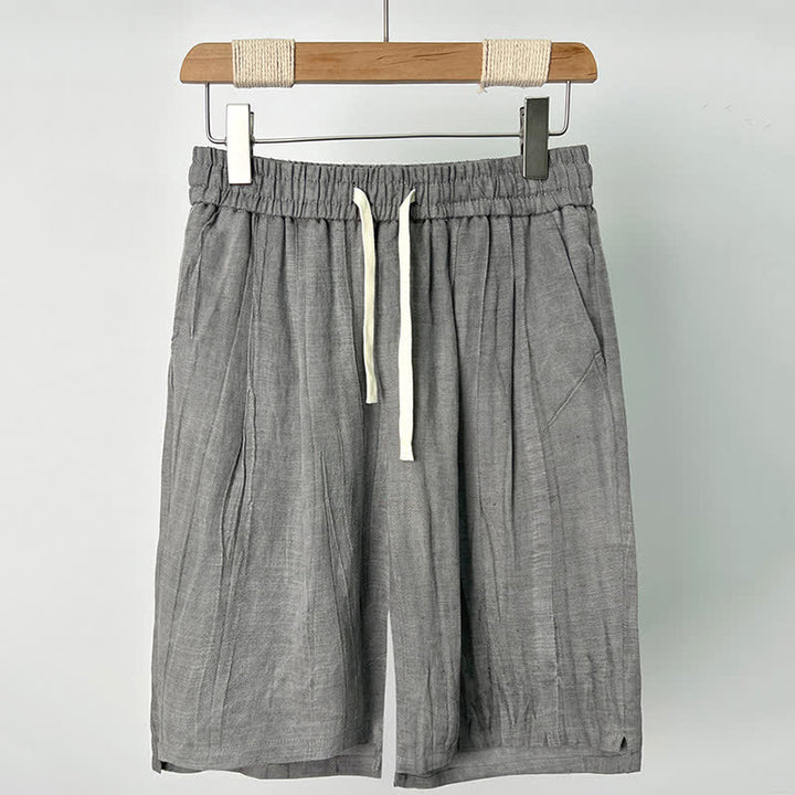 Buddha Stones Pantalones cortos casuales de verano para hombre con cordón ajustable, cintura elástica y bolsillos. - Gris claro - US/UK/AU44, EU54 (4XL) - image 2
