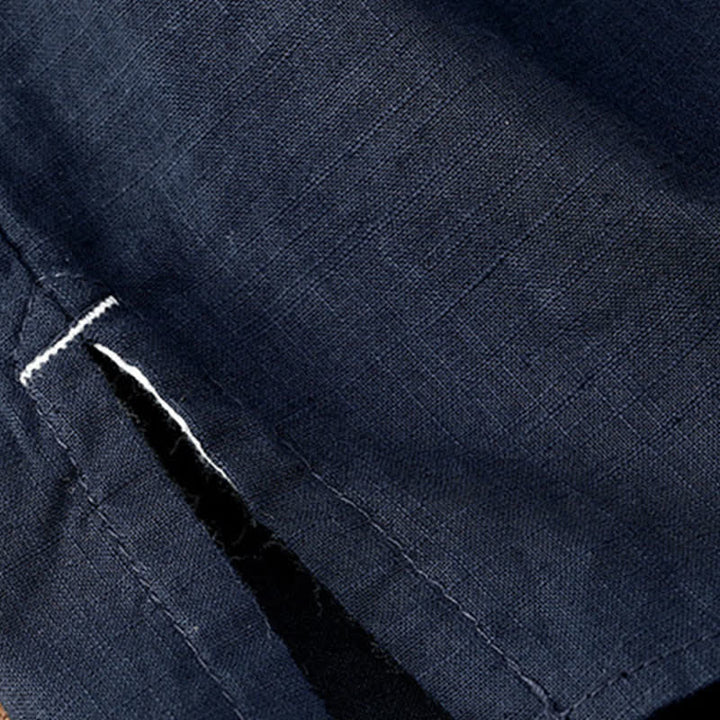 Buddha Stones Camisa de manga larga para hombre de lino y algodón, estilo minimalista, con cuello mandarín y bolsillo de parche, de Spring Tang Style. - image 11