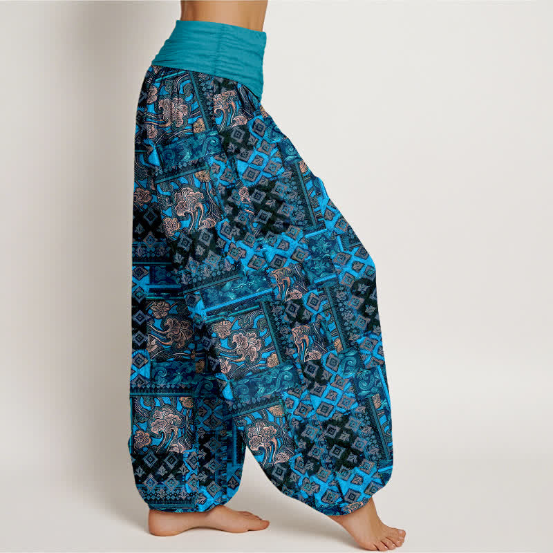 Buddha Stones Pantalones harem de mujer con cintura elástica y estampado geométrico bohemio de algodón puro para mujer. - image 9