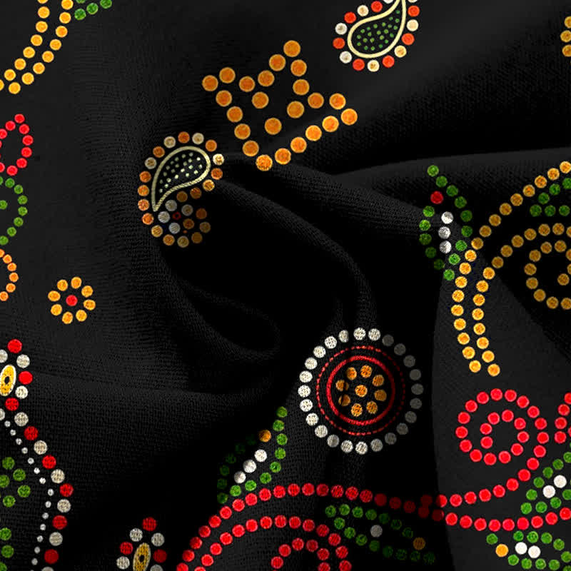 Buddha Stones Pantalones de mujer de algodón y lino con estampado floral de inspiración folclórica, cintura elástica, pernera ancha y bolsillos. - image 4