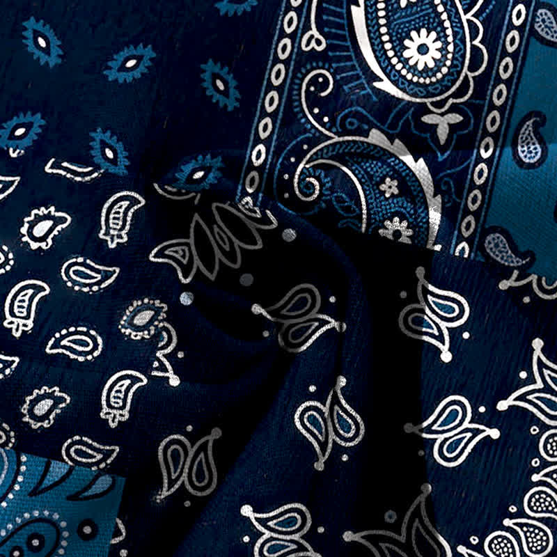 Buddha Stones Pantalones de mujer de algodón y lino con estampado paisley vintage, cintura elástica, pernera ancha y bolsillos. - image 4