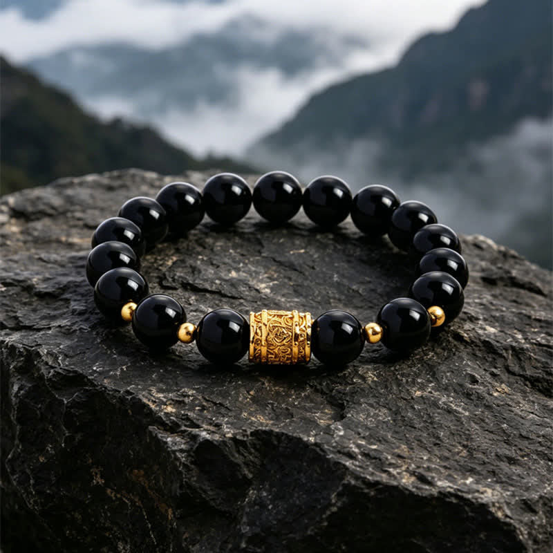 Buddha Stones Pulsera de cuentas de coraje de obsidiana negra ojo de tigre - Obsidiana negra (Protección ♥ Conexión a tierra) - image 11