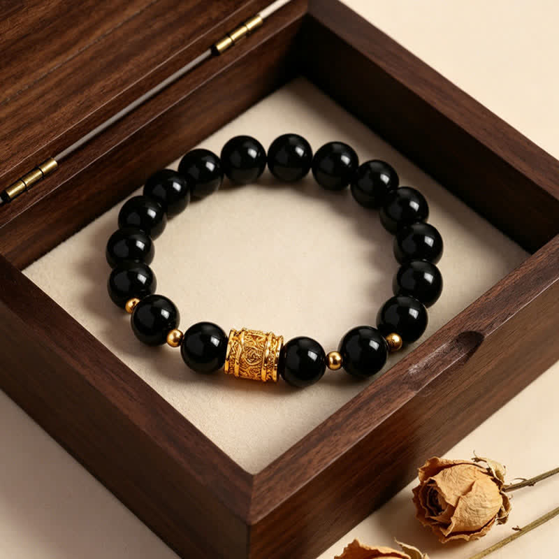 Buddha Stones Pulsera de cuentas de coraje de obsidiana negra ojo de tigre - image 13