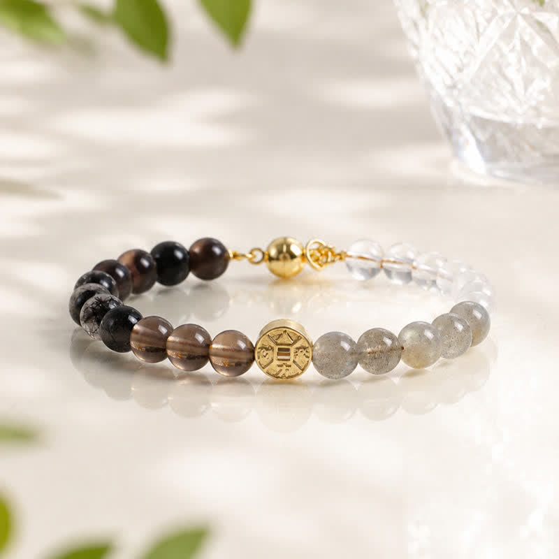 Buddha Stones Pulsera de la felicidad con monedas de cobre y piedra natural ojo de tigre y carácter Fu - image 10