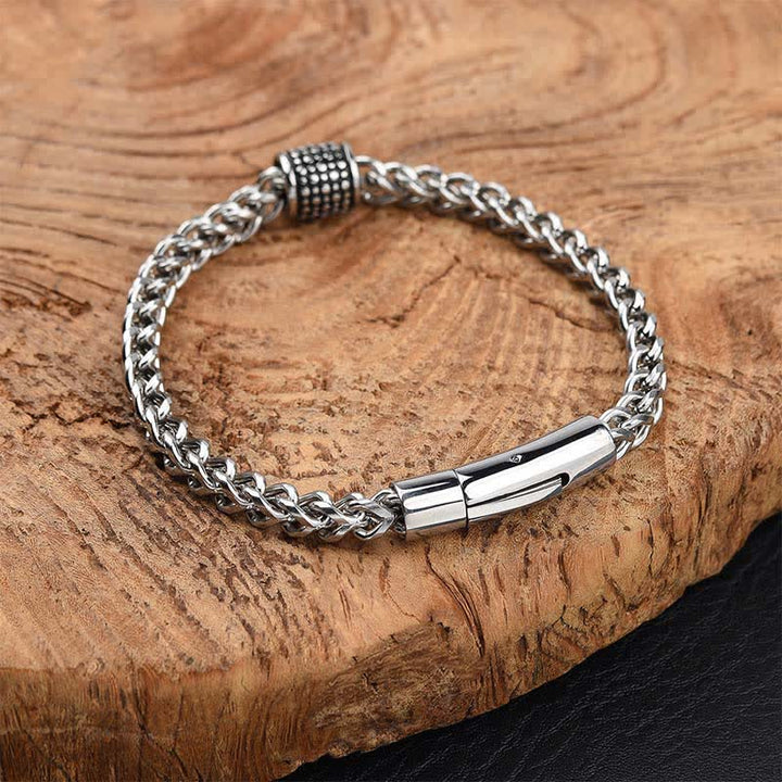 Buddha Stones Pulsera reforzada con cadena trenzada de acero de titanio - image 1