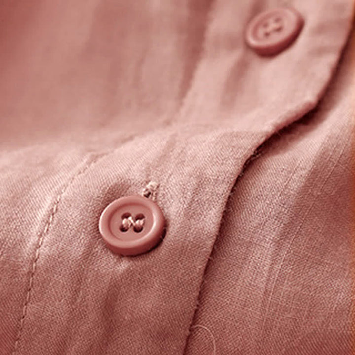 Camisa de manga tres cuartos para mujer con diseño de cuello redondo y botones lisos con estampado de Buddha Stones. - image 10