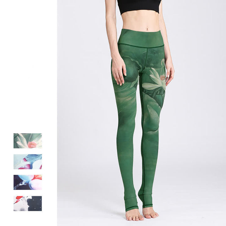 Pantalones de diseño con estampado de flores de loto y Buddha Stones, mallas deportivas para Yoga y Fitness, pantalones de Yoga para mujer - image 6