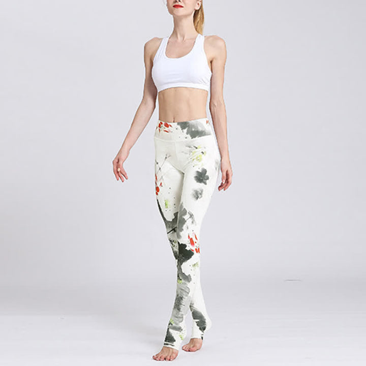 Pantalones deportivos con estampado de flores de loto y Buddha Stones, leggings de yoga para mujer. - image 28