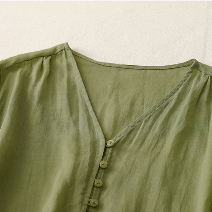 Camisa de mujer con botones y bordado de Buddha Stones - image 2