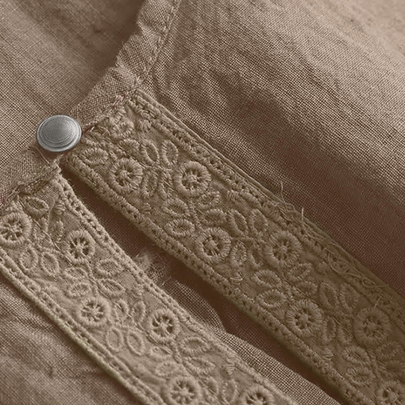 Camisa informal de manga tres cuartos con cuello redondo y diseño calado para mujer con estampado de Buddha Stones. - image 4
