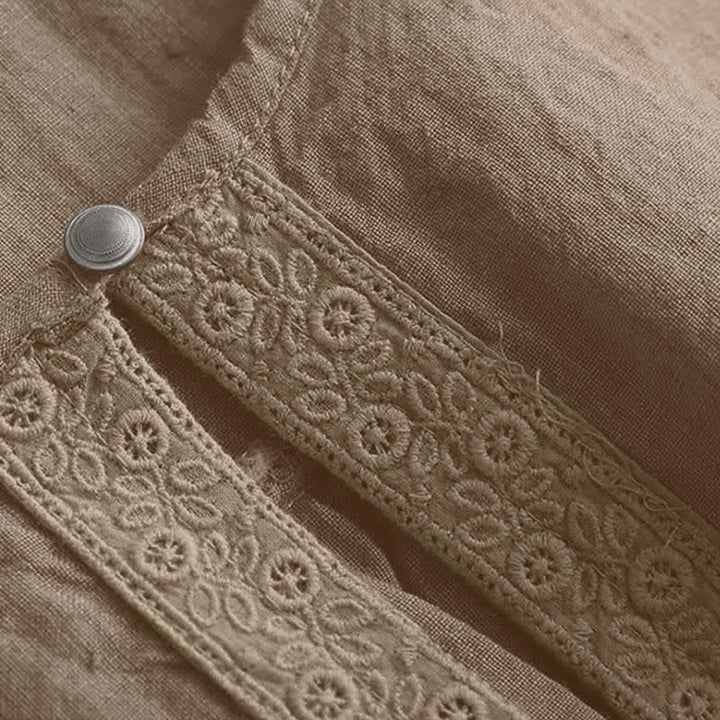 Camisa informal de manga tres cuartos con cuello redondo y diseño calado para mujer con estampado de Buddha Stones. - image 4