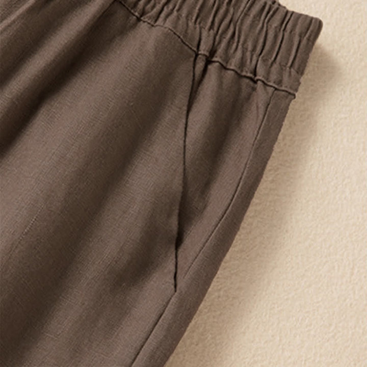 Pantalones anchos de mujer con bolsillos, de color liso y estampado de Buddha Stones. - image 16