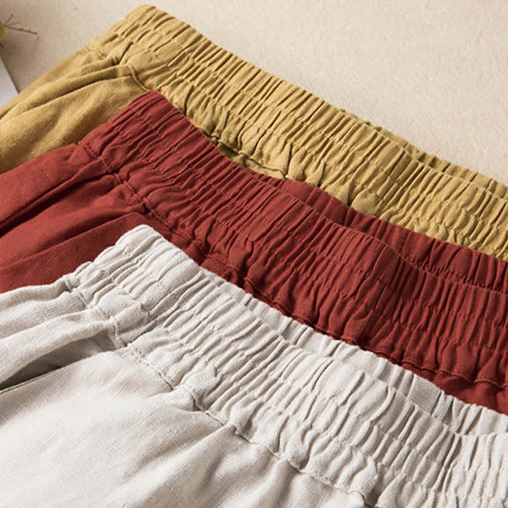 Pantalones anchos de mujer con bolsillos, de color liso y estampado de Buddha Stones. - image 32