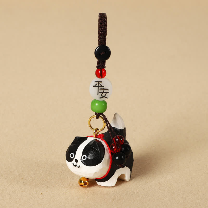 Buddha Stones Llaveros de madera tallada con forma de perro, Om Mani Padme Hum Paz - Border Collie pacífico - image 14